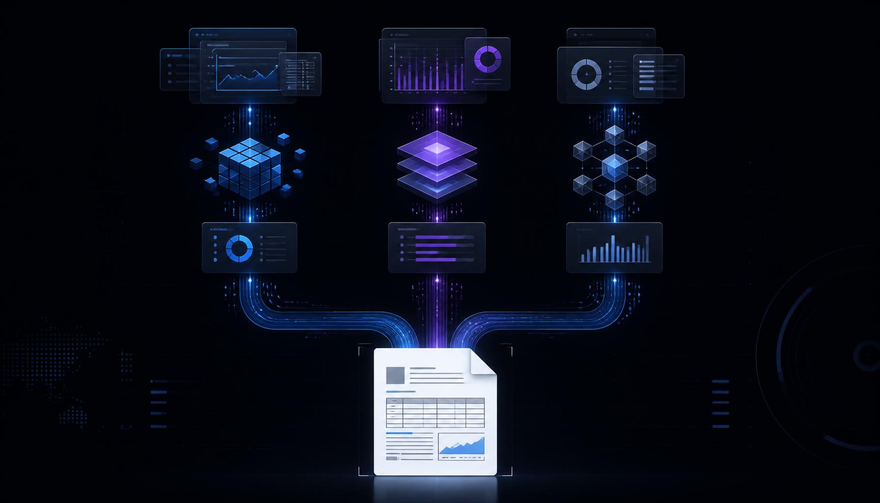 Confronto tra tre flussi software CPQ che convergono nella generazione di un preventivo professionale